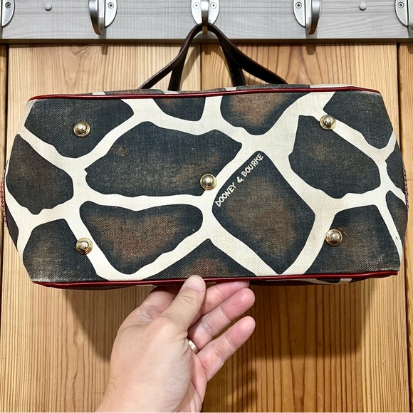 Dooney & Bourke Giraffe Print Satchel – Red Leather Trim, Vintage Style - Picture 12 of 16